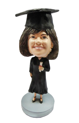 Female Graduates In Red Gown And White Streamers Custom Graduation Bob –  Figure Bobblehead