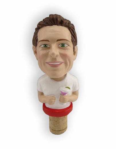 Custom Wine Bottle Stopper - Casual Male Bobblehead Topper